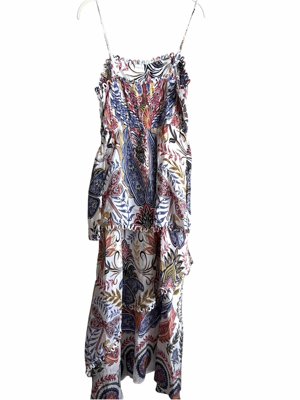 NWT Farm Rio Boho Glam Off White Maxi Dress Floral Sundress Size Medium - Picture 7 of 14